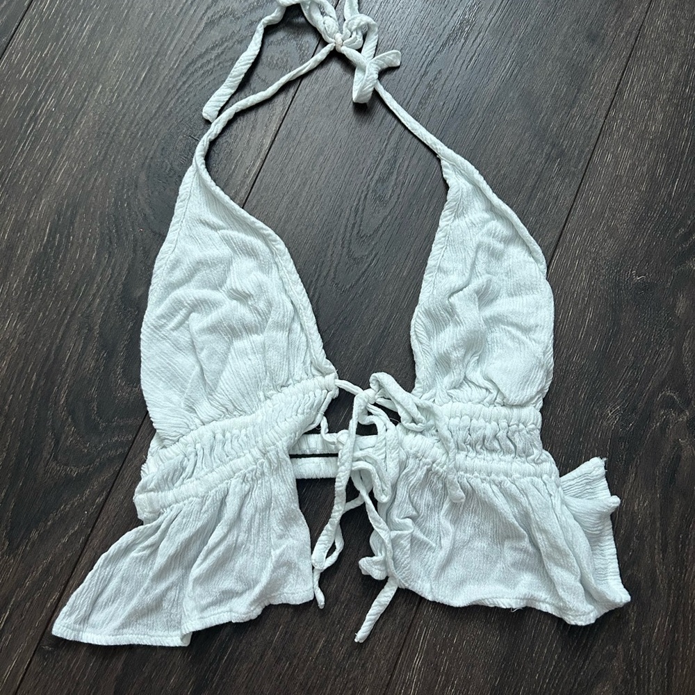 Garage tie halter top open back